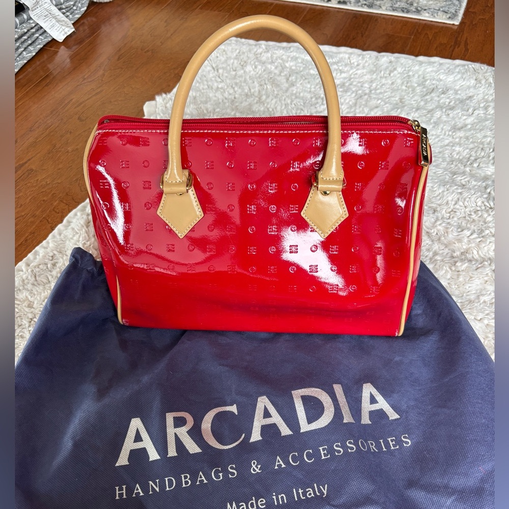 Arcadia Red Patent Leather Satchel